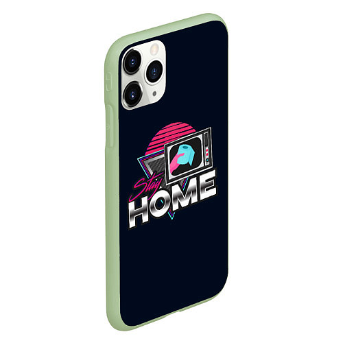 Чехол iPhone 11 Pro матовый Stay Home / 3D-Салатовый – фото 2