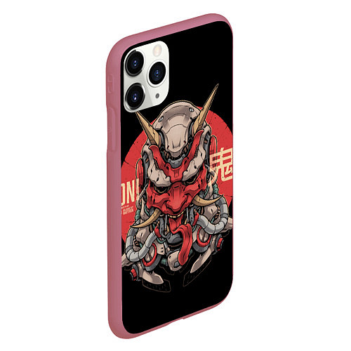 Чехол iPhone 11 Pro матовый Cyber Oni Samurai / 3D-Малиновый – фото 2