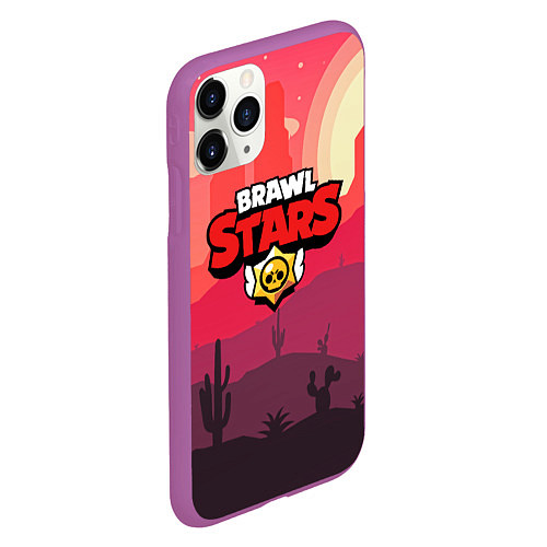 Чехол iPhone 11 Pro матовый BRAWL STARS / 3D-Фиолетовый – фото 2