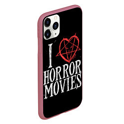 Чехол iPhone 11 Pro матовый I Love Horror Movies, цвет: 3D-малиновый — фото 2