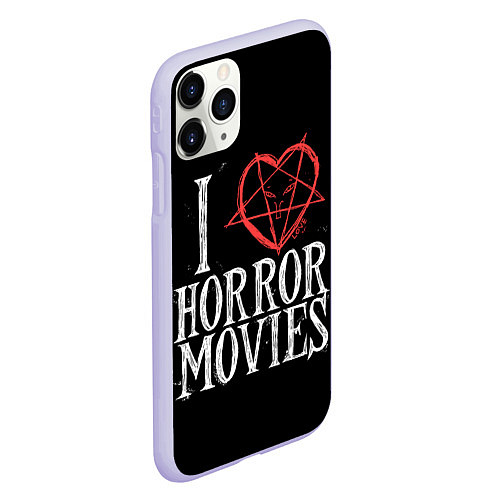 Чехол iPhone 11 Pro матовый I Love Horror Movies / 3D-Светло-сиреневый – фото 2