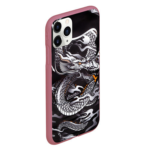 Чехол iPhone 11 Pro матовый Самурай / 3D-Малиновый – фото 2