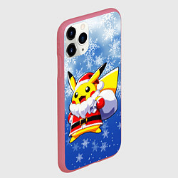 Чехол iPhone 11 Pro матовый НОВОГОДНИЙ ПИКАЧУ, цвет: 3D-малиновый — фото 2