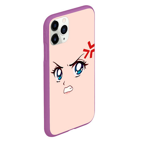 Чехол iPhone 11 Pro матовый Angry anime girl / 3D-Фиолетовый – фото 2