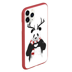 Чехол iPhone 11 Pro матовый Новогодний Панда, цвет: 3D-красный — фото 2