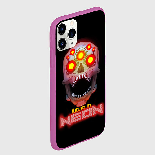 Чехол iPhone 11 Pro матовый Будущее в неоне / 3D-Фиолетовый – фото 2