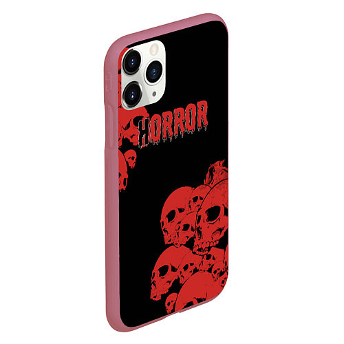 Чехол iPhone 11 Pro матовый Horror / 3D-Малиновый – фото 2