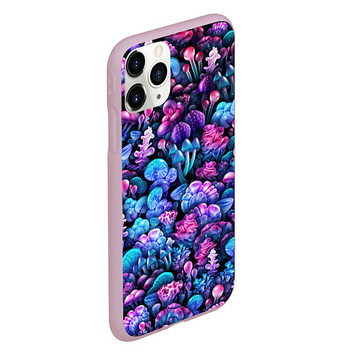 Чехол iPhone 11 Pro матовый Волшебные грибы / 3D-Розовый – фото 2