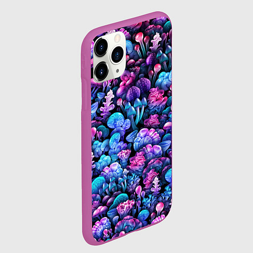 Чехол iPhone 11 Pro матовый Волшебные грибы / 3D-Фиолетовый – фото 2