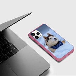 Чехол iPhone 11 Pro матовый Хаски, цвет: 3D-малиновый — фото 2