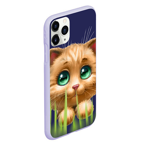 Чехол iPhone 11 Pro матовый Зелёная трава / 3D-Светло-сиреневый – фото 2