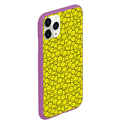 Чехол iPhone 11 Pro матовый Смайлики / 3D-Фиолетовый – фото 2