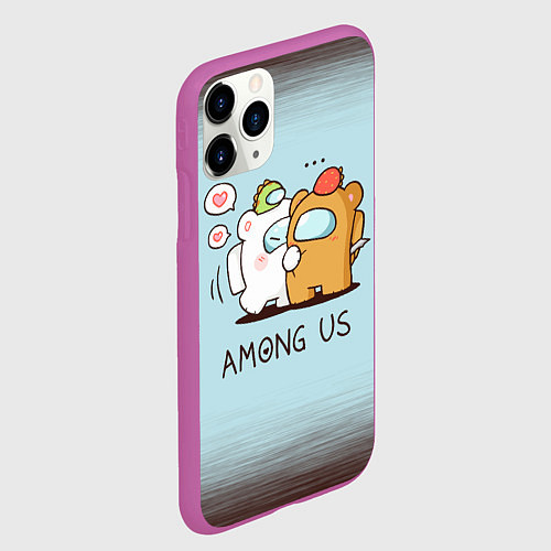 Чехол iPhone 11 Pro матовый AMONG US - LOVE / 3D-Фиолетовый – фото 2