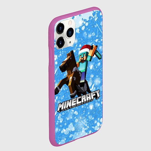Чехол iPhone 11 Pro матовый Новогодний Манкрафт / 3D-Фиолетовый – фото 2