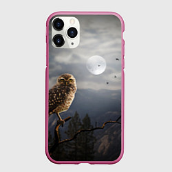 Чехол iPhone 11 Pro матовый Сова, цвет: 3D-малиновый