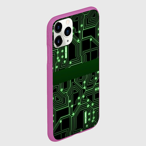 Чехол iPhone 11 Pro матовый Неоновая схема / 3D-Фиолетовый – фото 2