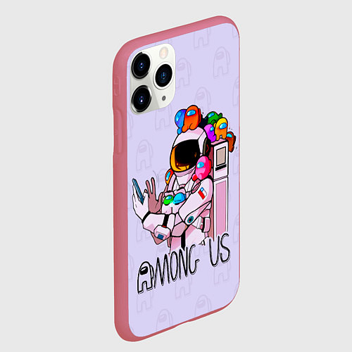 Чехол iPhone 11 Pro матовый Among Us / 3D-Малиновый – фото 2