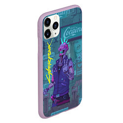Чехол iPhone 11 Pro матовый Cyberpunk 2077, цвет: 3D-сиреневый — фото 2