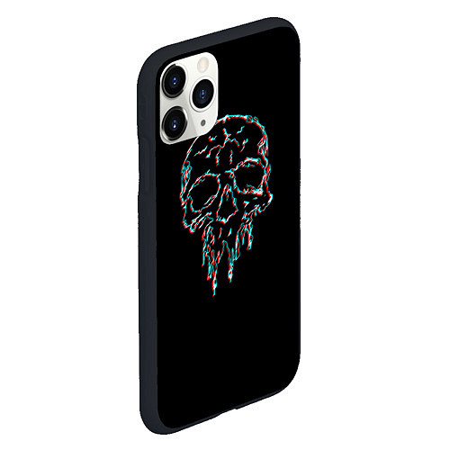 Чехол iPhone 11 Pro матовый Skull Glitch / 3D-Черный – фото 2