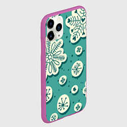 Чехол iPhone 11 Pro матовый Рисованные Снежинки, цвет: 3D-фиолетовый — фото 2