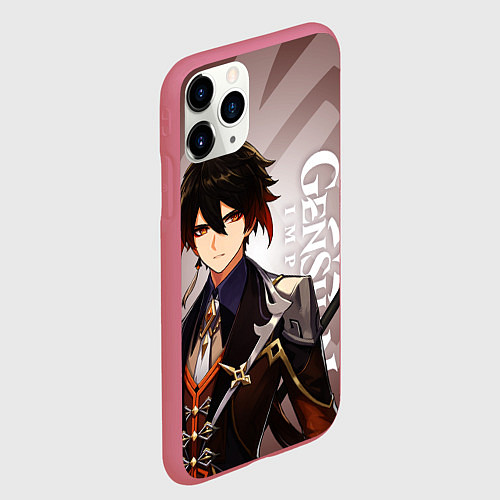 Чехол iPhone 11 Pro матовый GENSHIN IMPACT, ЧЖУН ЛИ / 3D-Малиновый – фото 2