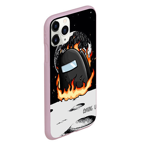 Чехол iPhone 11 Pro матовый Among Us fire / 3D-Розовый – фото 2