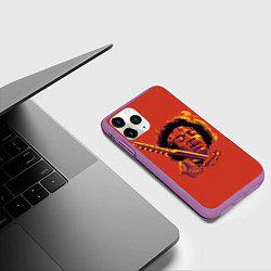 Чехол iPhone 11 Pro матовый Джимми Хендрикс, цвет: 3D-фиолетовый — фото 2