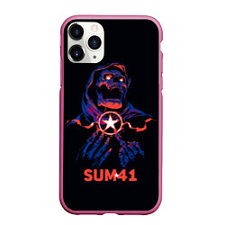 Чехол iPhone 11 Pro матовый Sum 41 череп, цвет: 3D-малиновый