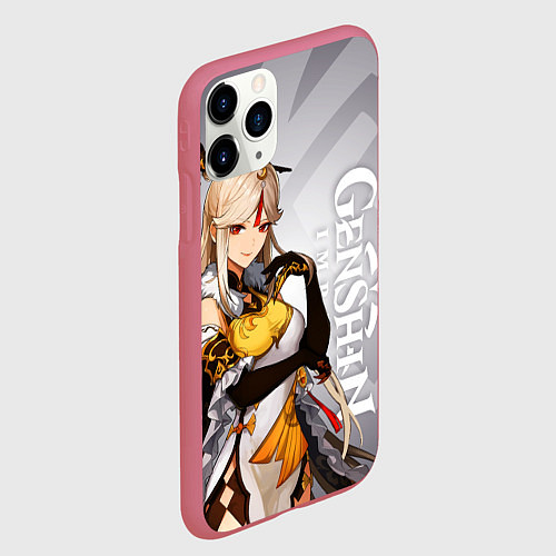 Чехол iPhone 11 Pro матовый GENSHIN IMPACT, НИН ГУАН / 3D-Малиновый – фото 2