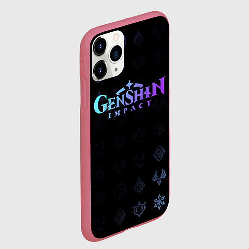Чехол iPhone 11 Pro матовый GENSHIN IMPACT / 3D-Малиновый – фото 2