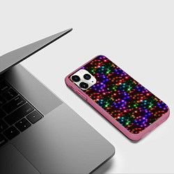 Чехол iPhone 11 Pro матовый Разноцветное Сияние, цвет: 3D-малиновый — фото 2