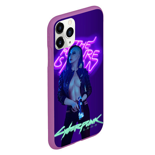 Чехол iPhone 11 Pro матовый Cyberpunk 2077 V / 3D-Фиолетовый – фото 2