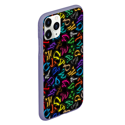 Чехол iPhone 11 Pro матовый Граффити алфавита / 3D-Серый – фото 2
