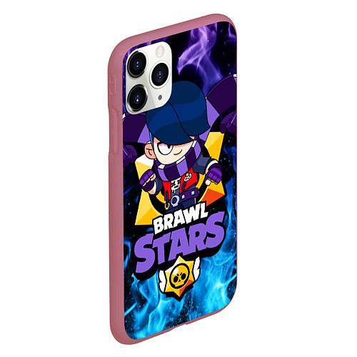 Чехол iPhone 11 Pro матовый BRAWL STARS EDGAR / 3D-Малиновый – фото 2