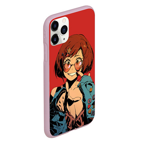 Чехол iPhone 11 Pro матовый Урарака Очако Моя геройская / 3D-Розовый – фото 2