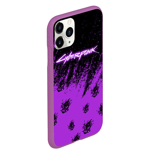 Чехол iPhone 11 Pro матовый Cyberpunk neon / 3D-Фиолетовый – фото 2