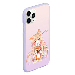 Чехол iPhone 11 Pro матовый Малышка чиби пончик лис, цвет: 3D-светло-сиреневый — фото 2