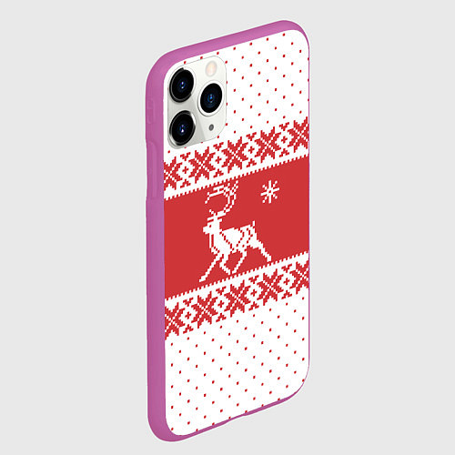 Чехол iPhone 11 Pro матовый Северный Олень / 3D-Фиолетовый – фото 2