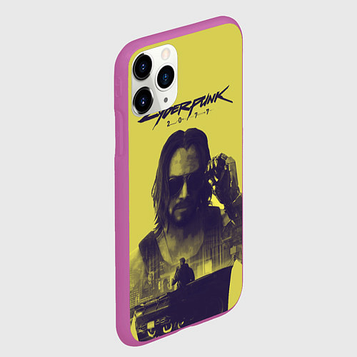 Чехол iPhone 11 Pro матовый Cyberpunk 2077 / 3D-Фиолетовый – фото 2