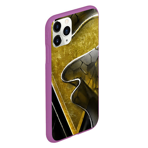 Чехол iPhone 11 Pro матовый Золотой треугольник / 3D-Фиолетовый – фото 2