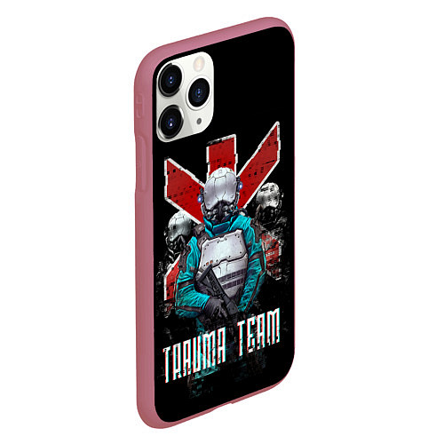 Чехол iPhone 11 Pro матовый CYBERPUNK TRAUMA TEAM / 3D-Малиновый – фото 2