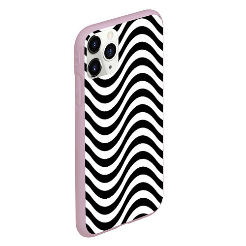 Чехол iPhone 11 Pro матовый ЧБ Волна / 3D-Розовый – фото 2