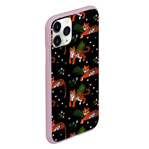 Чехол iPhone 11 Pro матовый Tigers / 3D-Розовый – фото 2