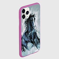 Чехол iPhone 11 Pro матовый Нарисованный конь, цвет: 3D-фиолетовый — фото 2