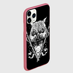 Чехол iPhone 11 Pro матовый Клинок рассекающий демонов Ино, цвет: 3D-малиновый — фото 2