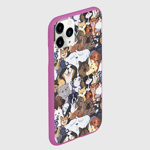 Чехол iPhone 11 Pro матовый Dogs / 3D-Фиолетовый – фото 2