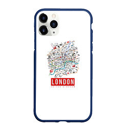 Чехол iPhone 11 Pro матовый Лондон, цвет: 3D-тёмно-синий