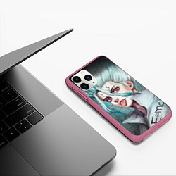 Чехол iPhone 11 Pro матовый Доктор Стоун, цвет: 3D-малиновый — фото 2