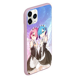 Чехол iPhone 11 Pro матовый Рем и Рам, цвет: 3D-розовый — фото 2