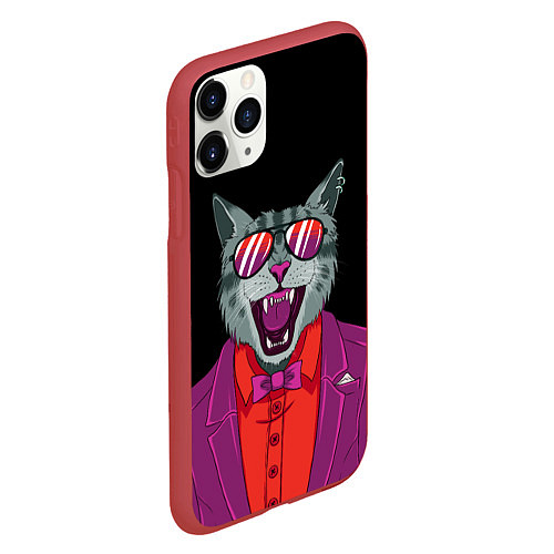 Чехол iPhone 11 Pro матовый Boss Cat / 3D-Красный – фото 2